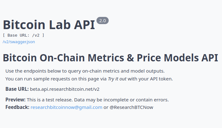Bitcoin Lab API v2 Beta is Live🔥